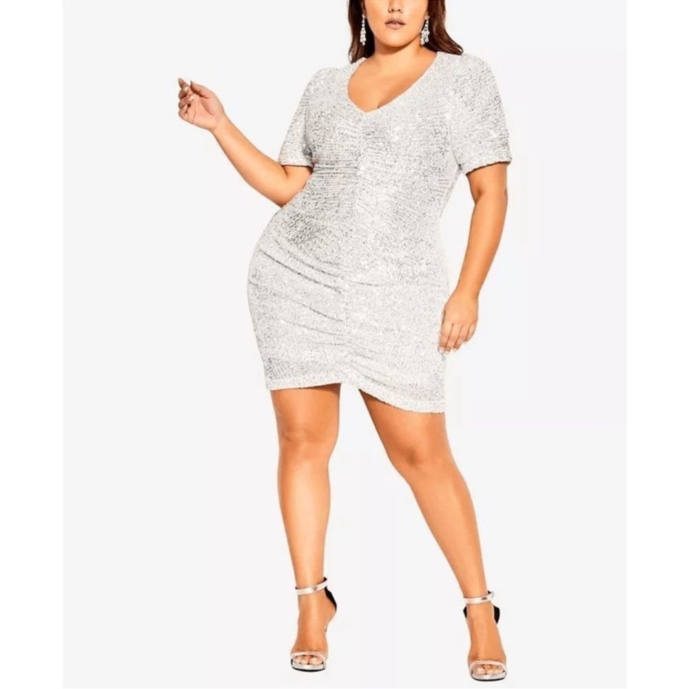 City Chic Silver Mini Dress